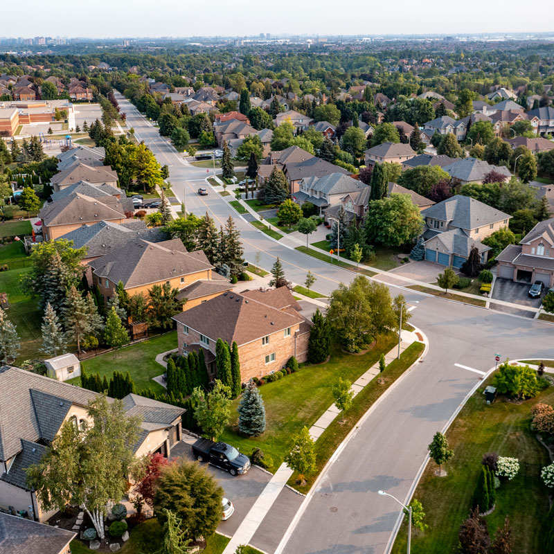 aerial view of neighborhood